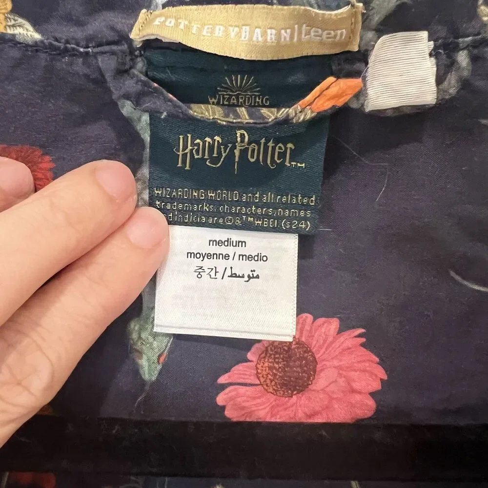 Pottery Barn Teen HARRY POTTER Herbology 2 Pc Cotton Pajamas  Owls Magic Size M